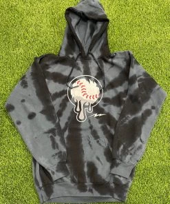 Pauer Sports Pauer Black Tie Dye Baseball Drip Hoodie