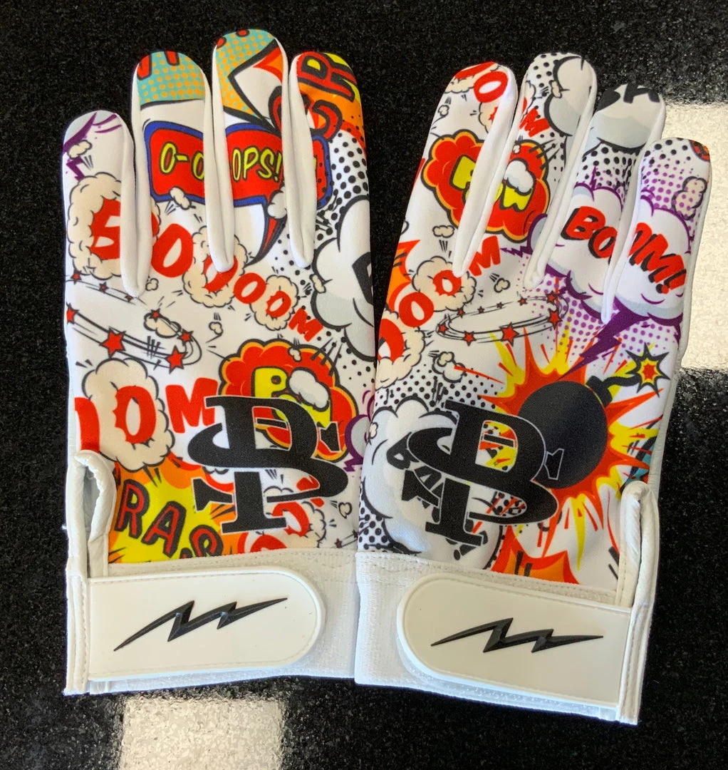 Pauer Sports White Boom Batting Glove GEAR 3 Pauer Sports White Boom Batting Glove GEAR