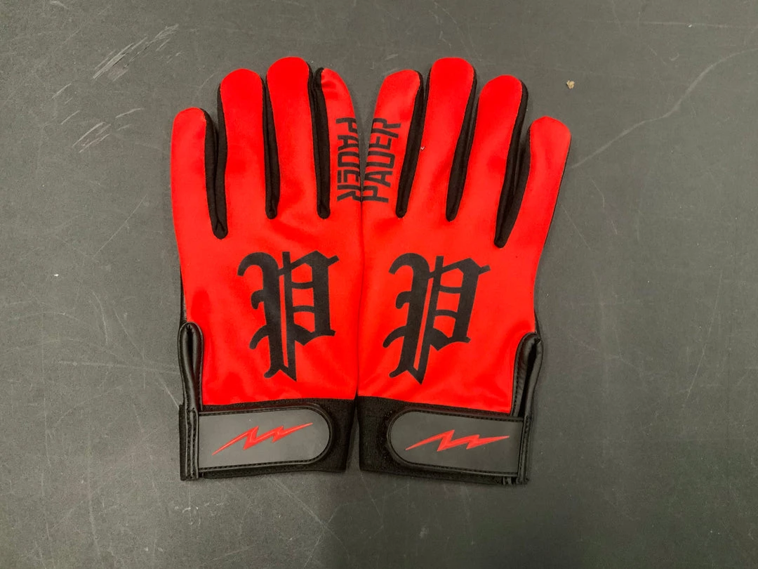 Pauer Sports Pauer Old English P Red Batting Glove 3 Pauer Sports Pauer Old English P Red Batting Glove