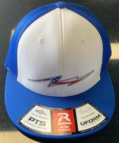 Pauer Sports Just Dropped Pauer White/Royal/Royal W/FLAG Bolt Logo Richardson PTS20 Mesh