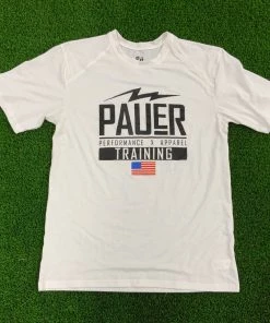 Pauer Sports White Pauer Performance TRAINING Badger Short Sleeve T-Shirt