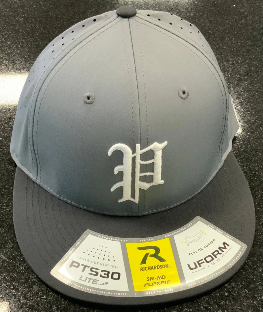 Pauer Sports Pauer White Old English P Charcoal/Blk PTS30 Headwear 3 Pauer Sports Pauer White Old English P Charcoal/Blk PTS30 Headwear