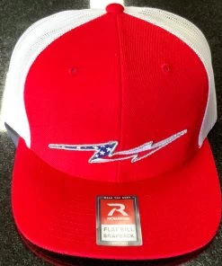 Pauer Sports Headwear Pauer Red/White Flag Bolt Logo Richardson 511