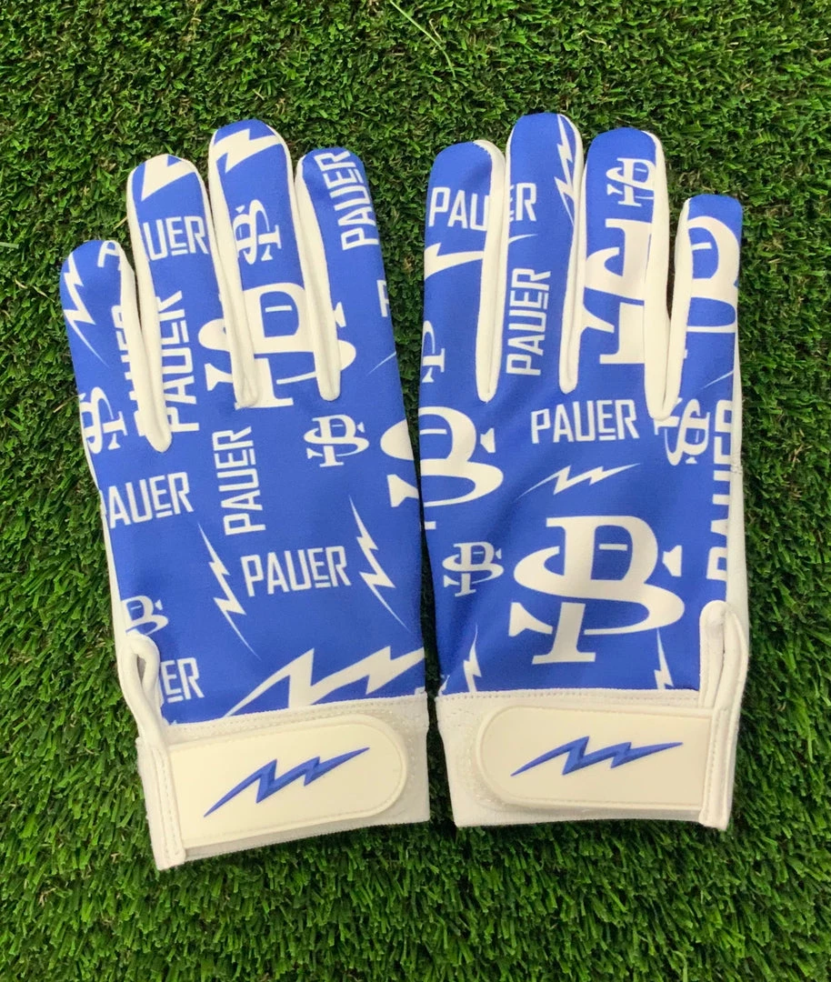 Pauer Sports Pauer Bolts Royal Full Dye Batting Gloves Men 3 Pauer Sports Pauer Bolts Royal Full Dye Batting Gloves Men