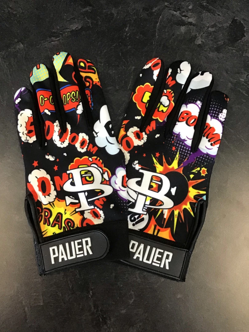 Pauer Sports Boom Black Full Dye Batting Gloves GEAR 3 Pauer Sports Boom Black Full Dye Batting Gloves GEAR