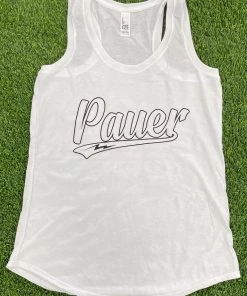 Pauer Sports Pauer Script White Women’s Tanks