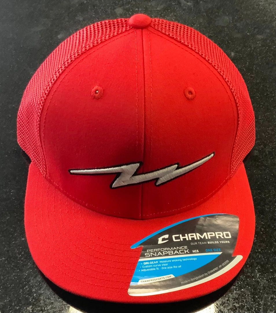 Pauer Sports Headwear Pauer Bolt Red Champro Snap Back 3 Pauer Sports Headwear Pauer Bolt Red Champro Snap Back